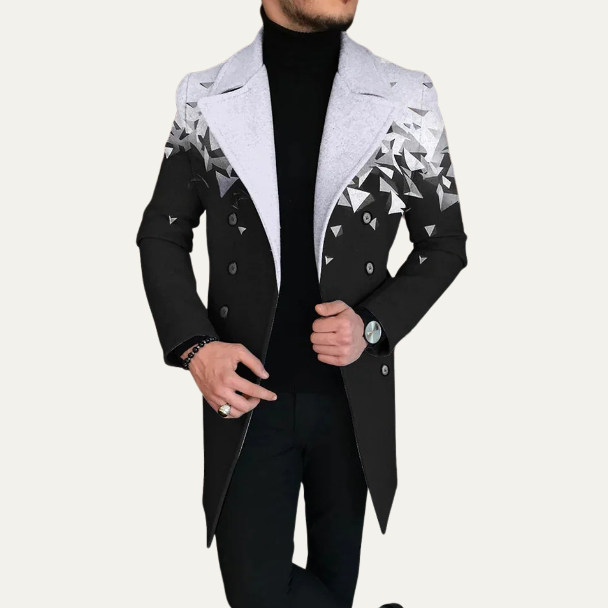 The Redmond - Manteau d'hiver long en laine mélangée pour homme avec poches