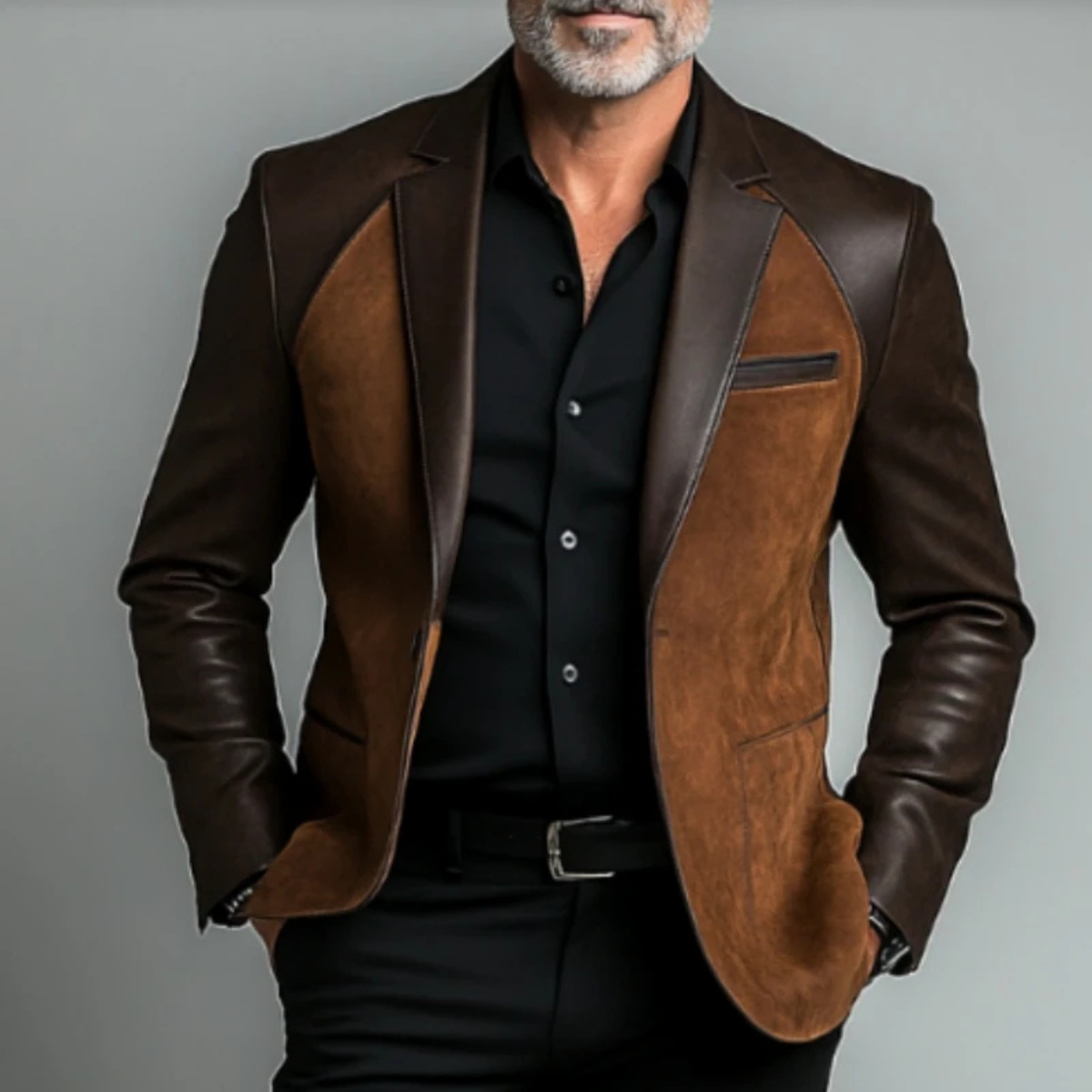 The Catanzaro - Blazer en Cuir Suédé Bicolore pour Homme