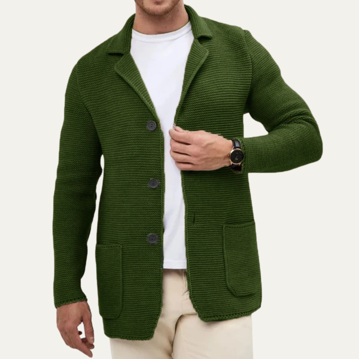 The Burano – Cardigan à Revers Boutonné Homme