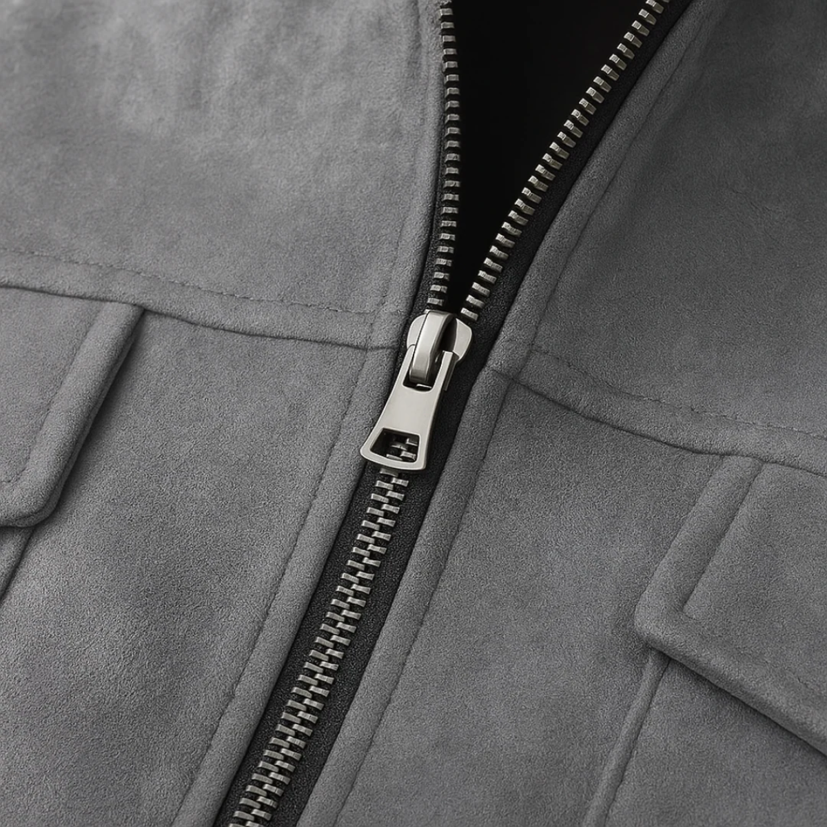 The Monte Carlo - Veste minimaliste de luxe en daim gris pour homme