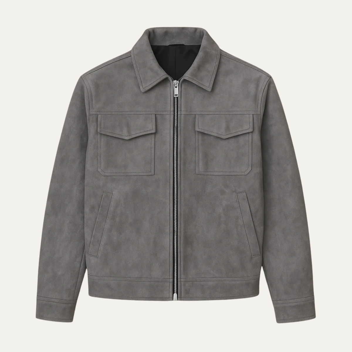 The Monte Carlo - Veste minimaliste de luxe en daim gris pour homme