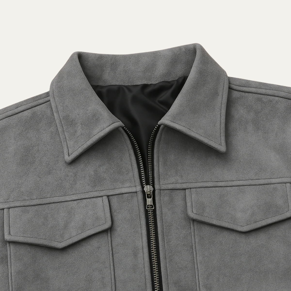 The Monte Carlo - Veste minimaliste de luxe en daim gris pour homme