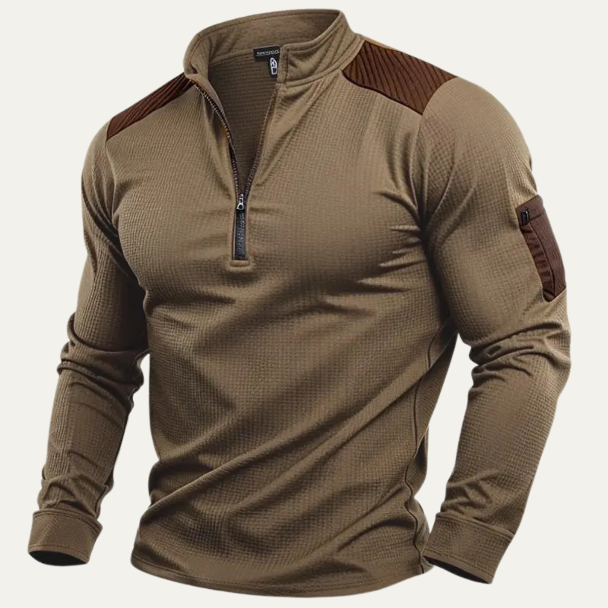 The Recanati – Pull homme à col zippé avec renforts aux épaules