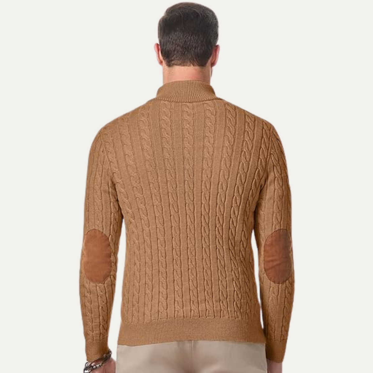 The Stamford – Pull homme col montant en maille torsadée