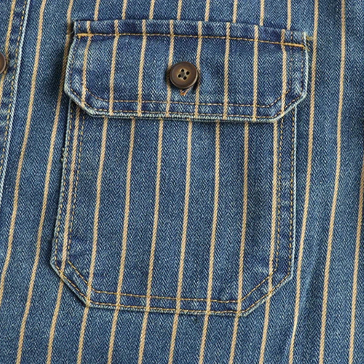 The Rivercrest - Chemise Rayée Décontractée Vintage en Coton Épais pour Hommes