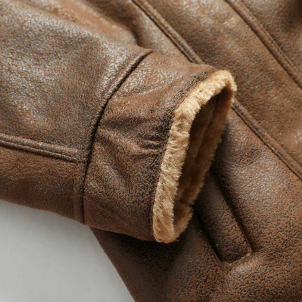 The Amelia - Veste Sherpa en Cuir Chaude et Décontractée pour Homme