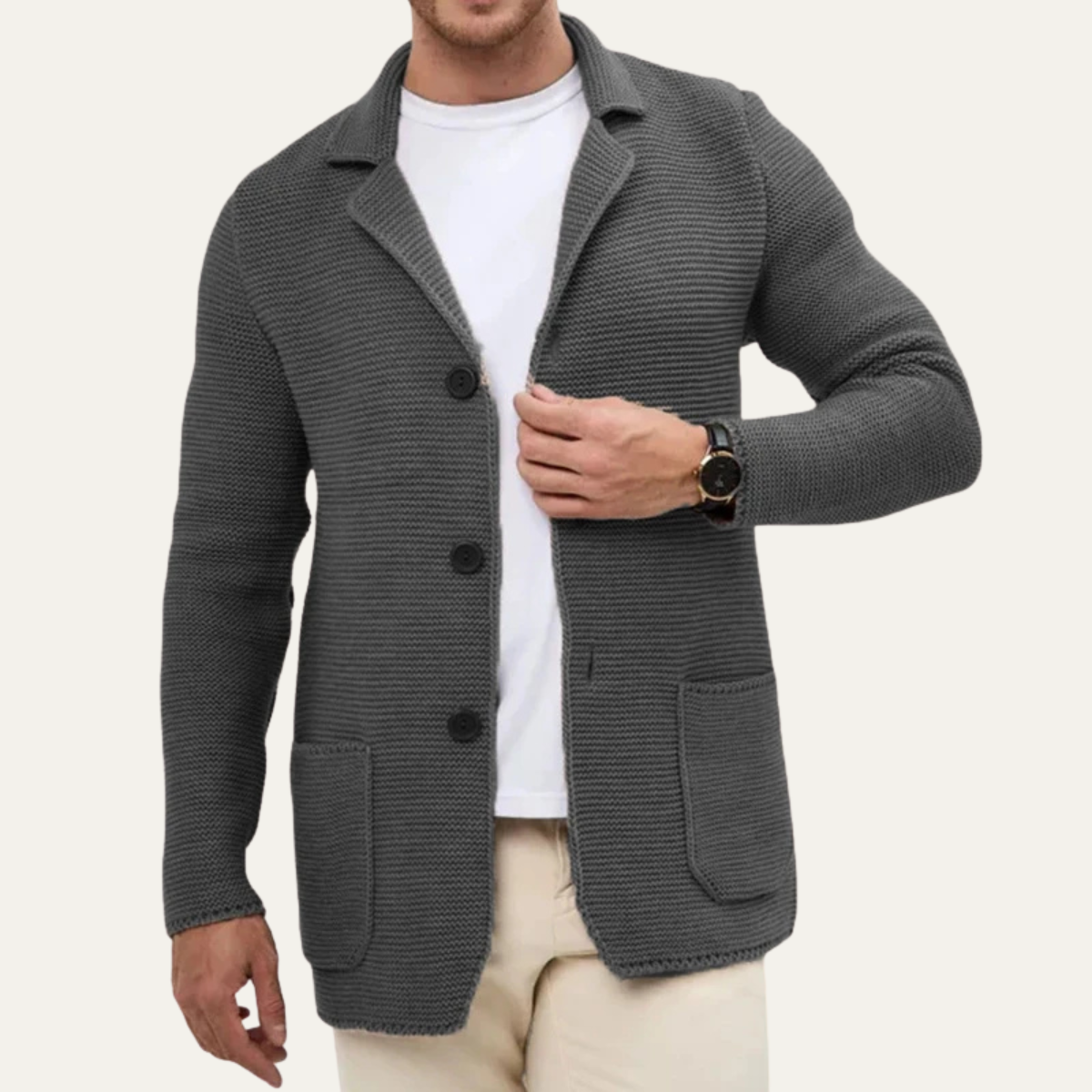 The Burano – Cardigan à Revers Boutonné Homme