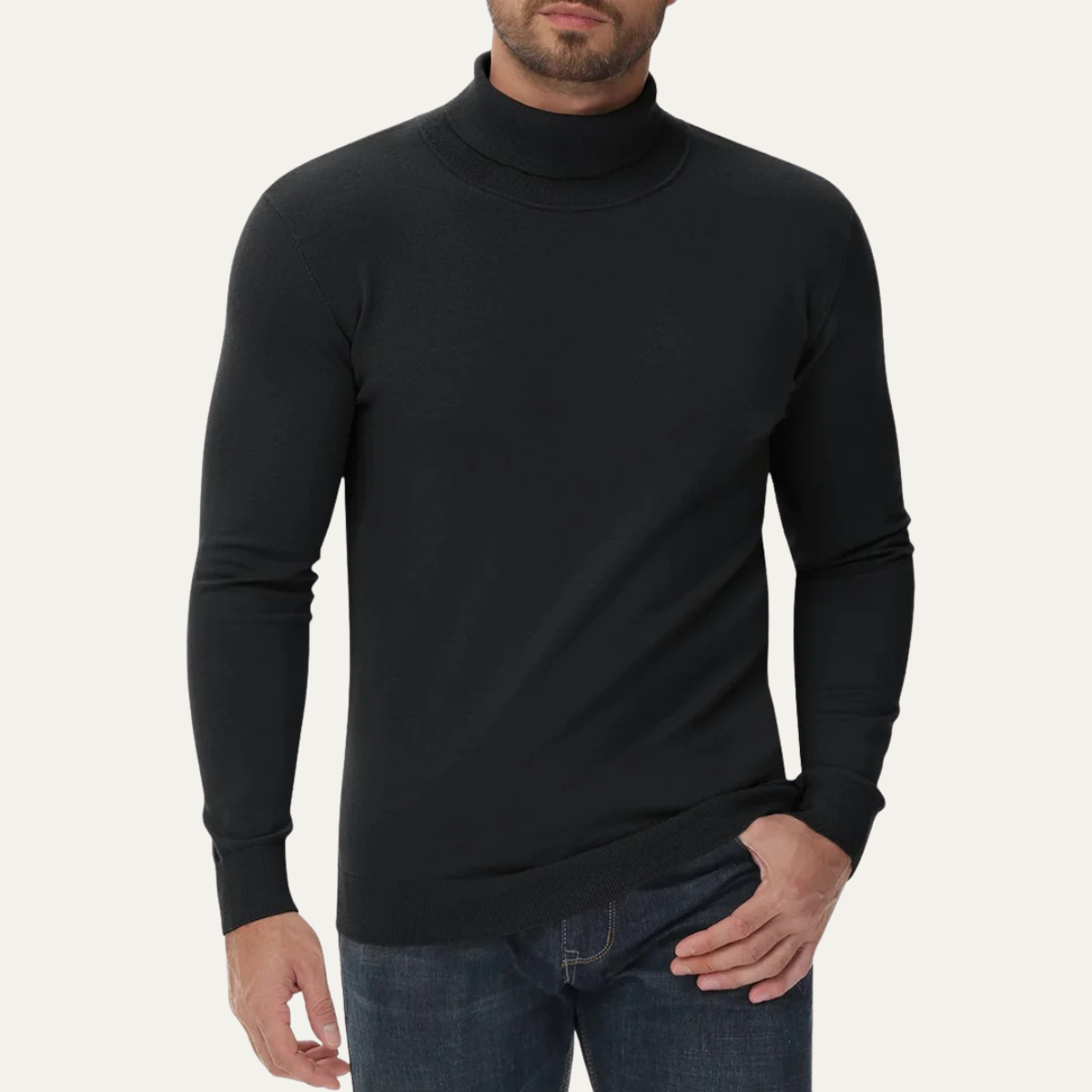 The Brighton - Pull Col Roulé Classique Slim Fit en Coton pour Homme