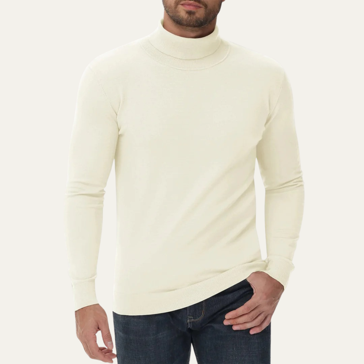 The Brighton - Pull Col Roulé Classique Slim Fit en Coton pour Homme
