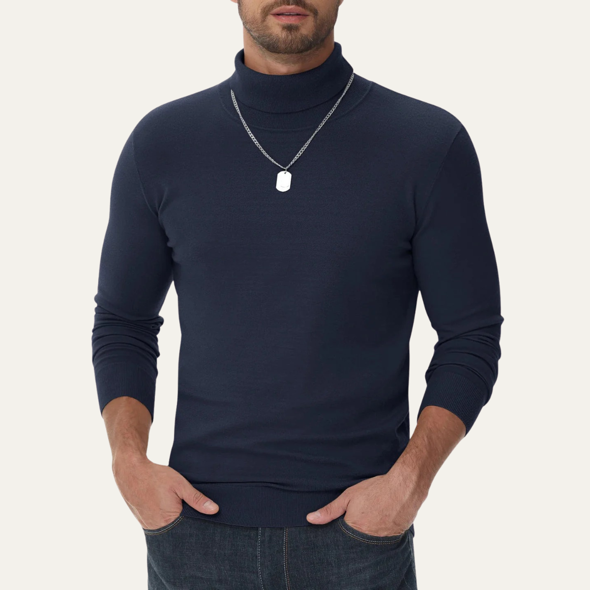 The Brighton - Pull Col Roulé Classique Slim Fit en Coton pour Homme