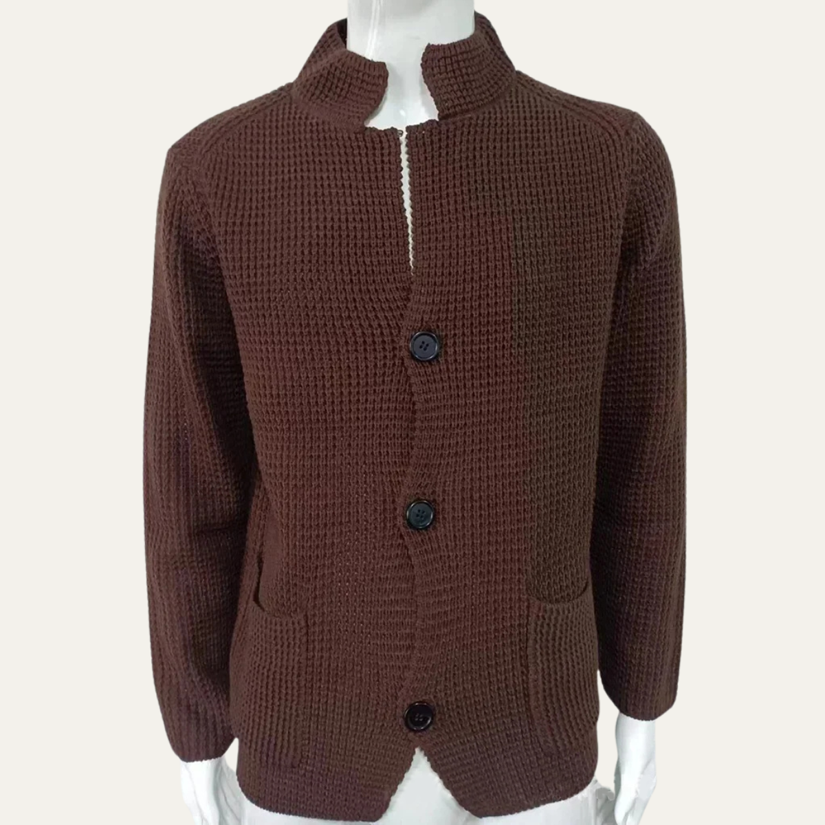 The Whitfield - Cardigan Boutonné Trandy à Col Montant pour Homme