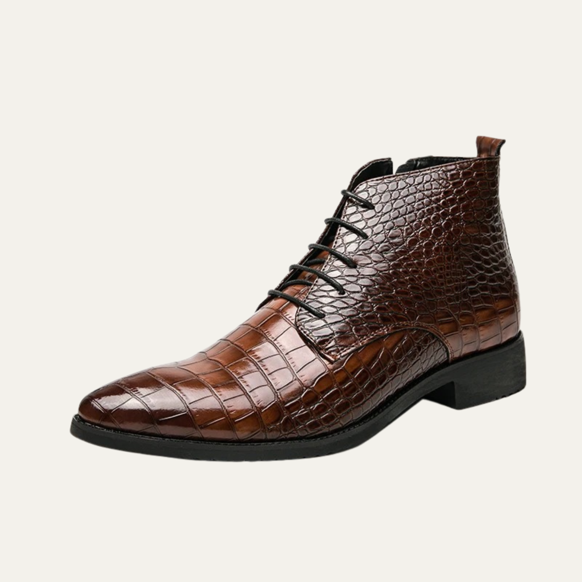 The Orvieto Bottines en Cuir à Motif Crocodile pour Homme – Marron