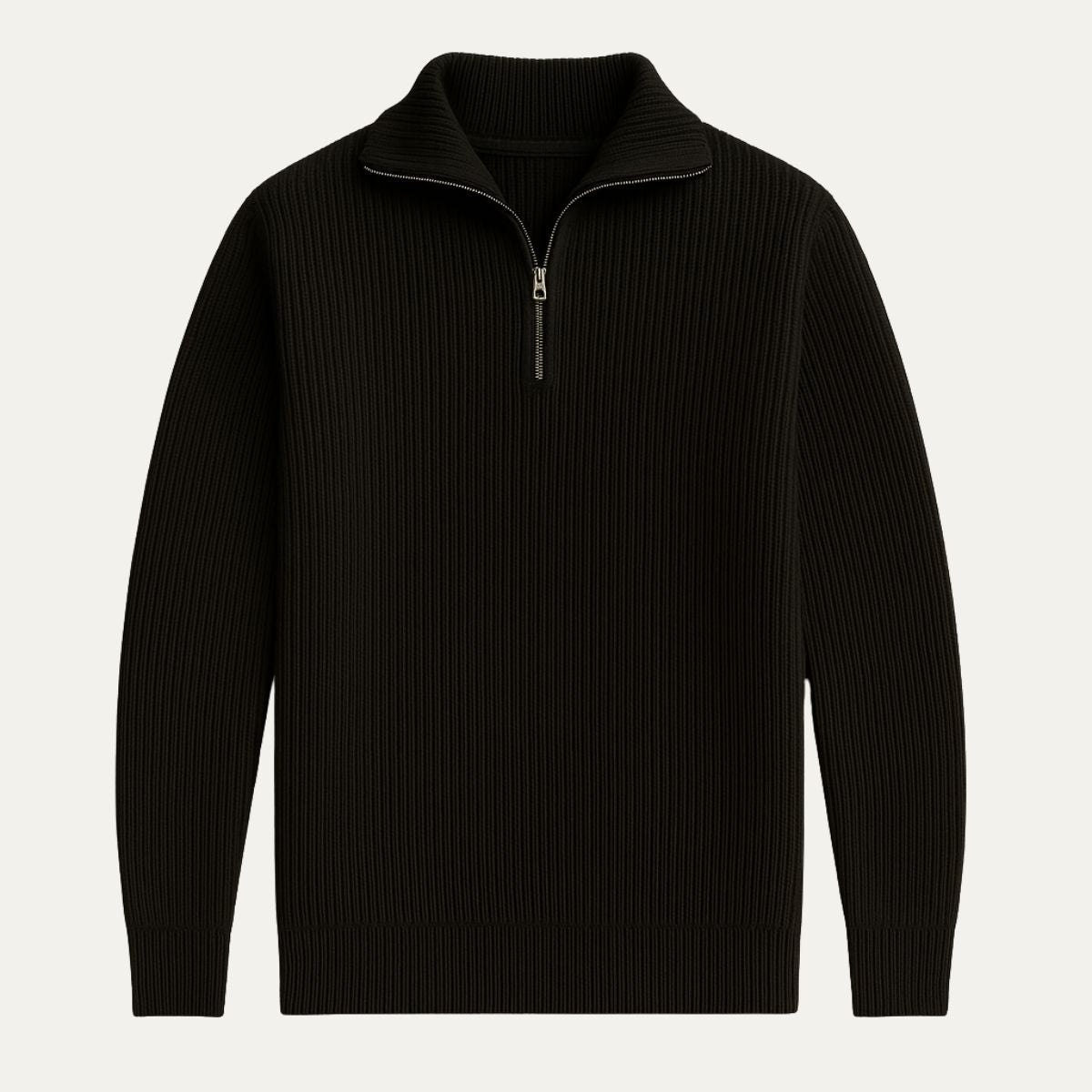 The Merino - Pull Demi Zip Homme Côtelé Laine Mérinos Confort