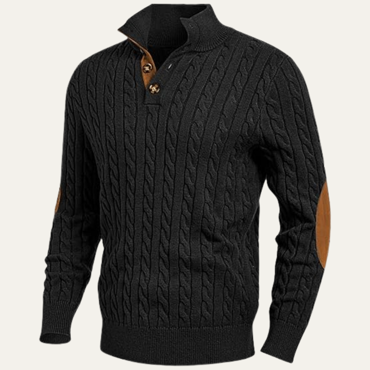 The Stamford – Pull homme col montant en maille torsadée