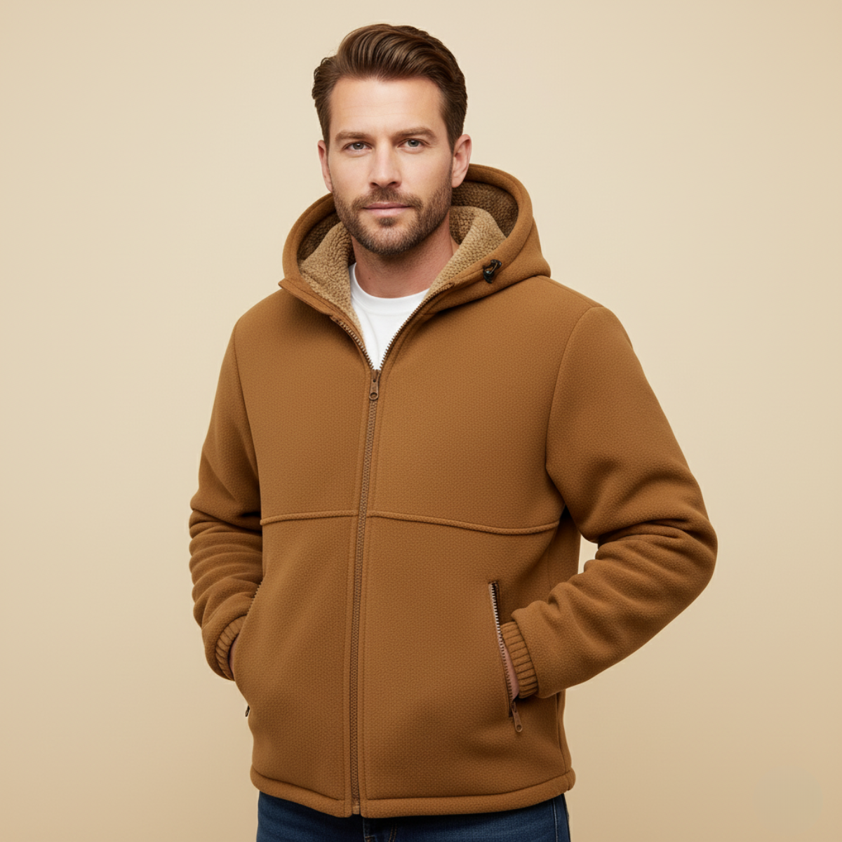 The Hearthstone - Veste à Capuche Chaude Doublée en Fleece pour Hommes