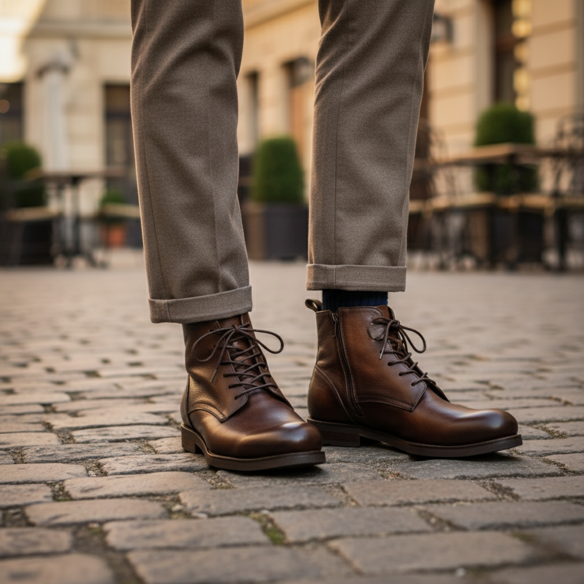 The St Davids Bottes Décontractées Rétro à Lacets en Cuir pour Homme