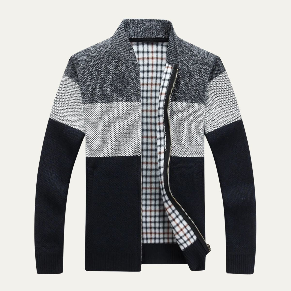 The Levanto – Cardigan Zippé à Blocs de Couleur Homme