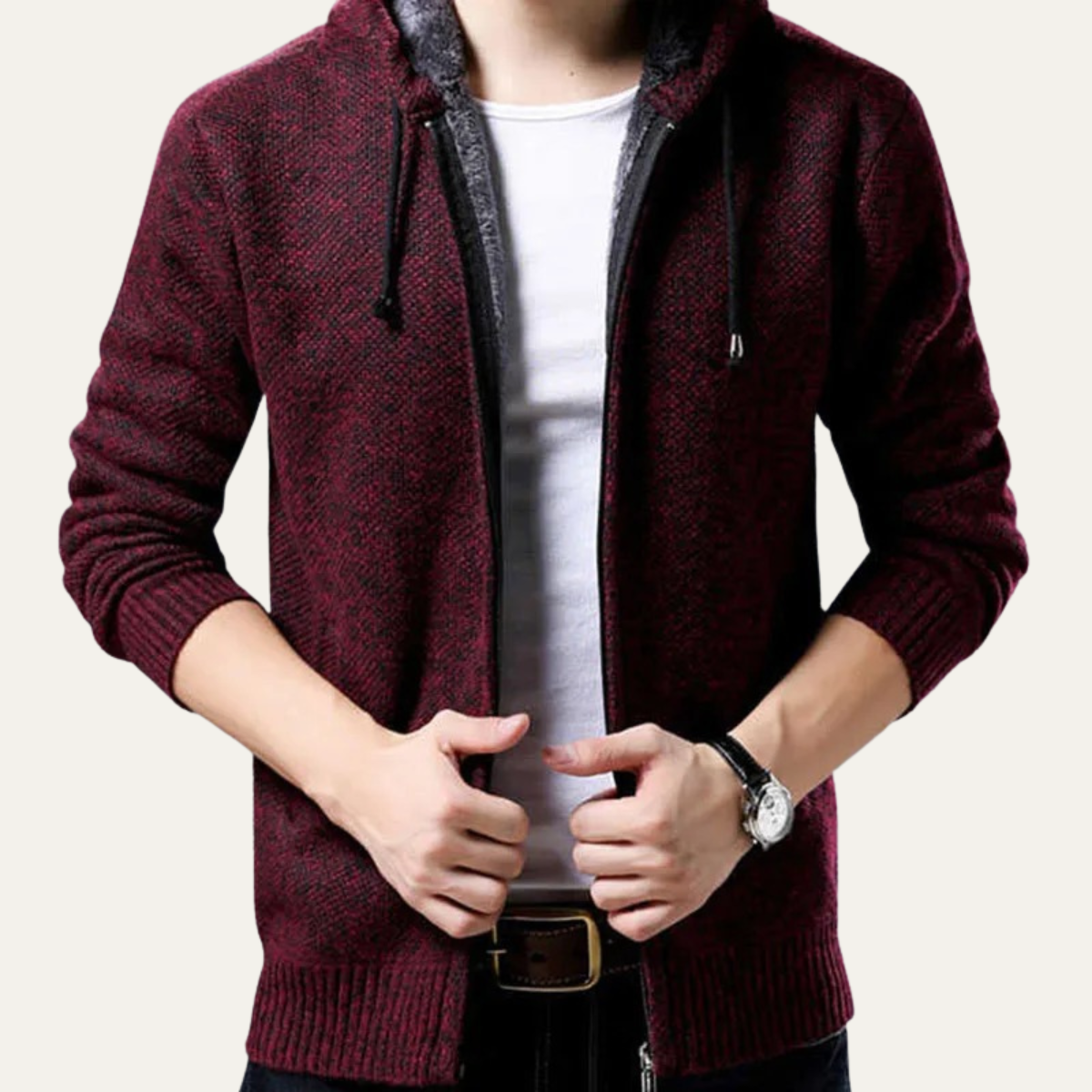 The Sutherland - Veste à Capuche Zippée Tricotée Décontractée pour Hommes