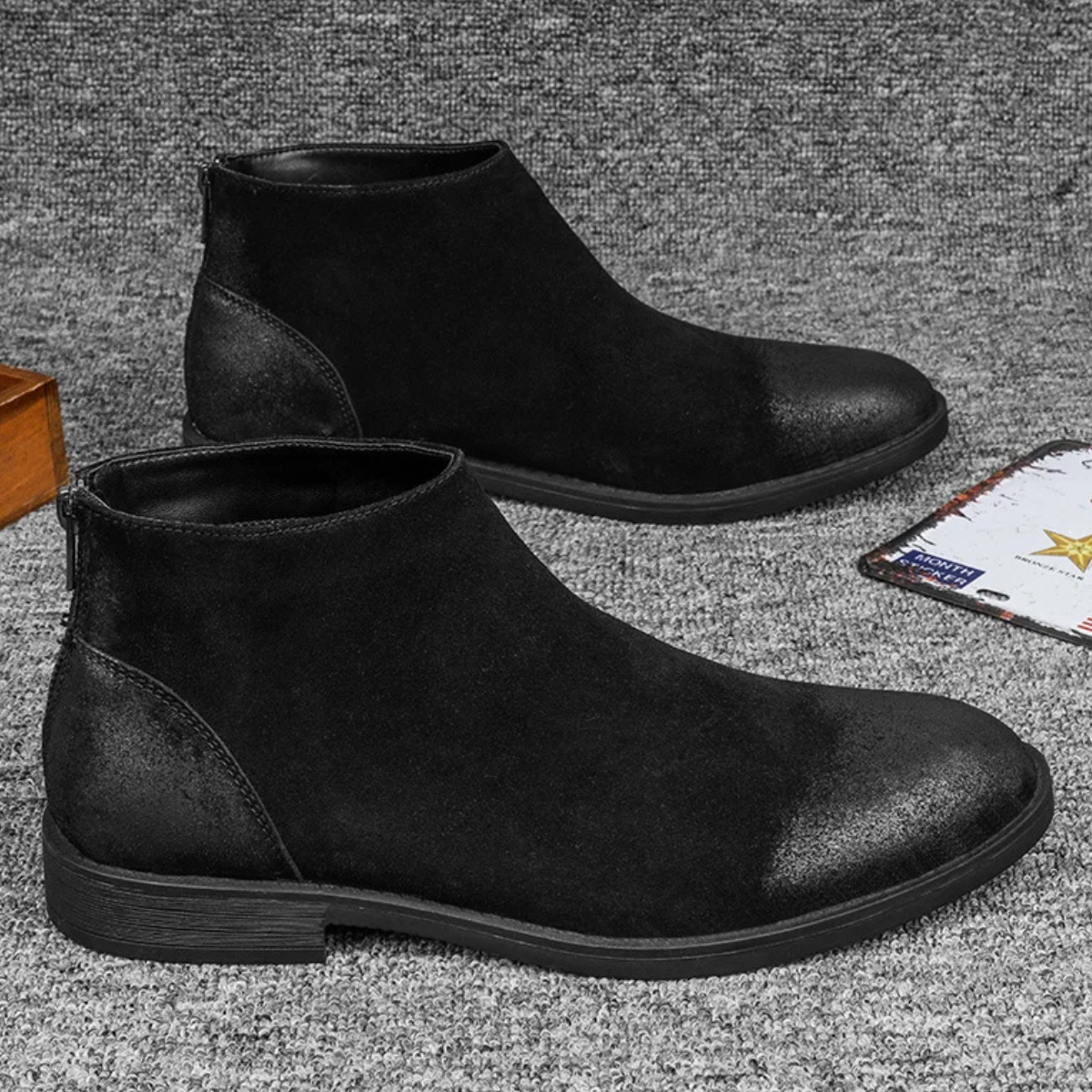 The Vicenza - Bottines en cuir suédé pour homme avec fermeture à glissière