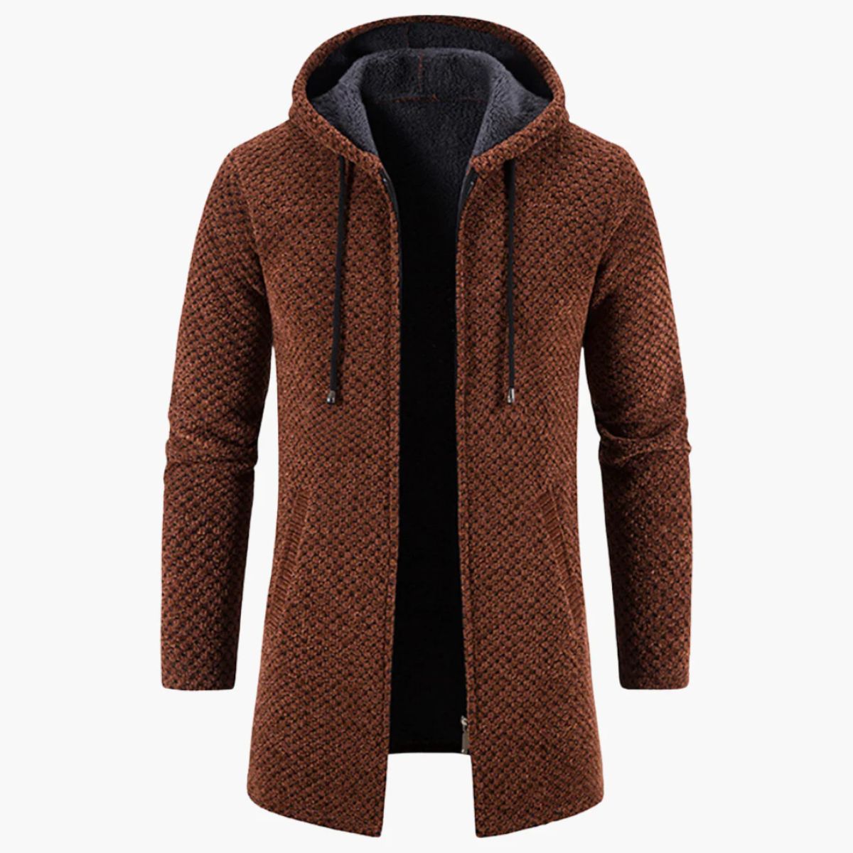 The Copenhagen - Manteau long décontracté à capuche en tricot pour homme