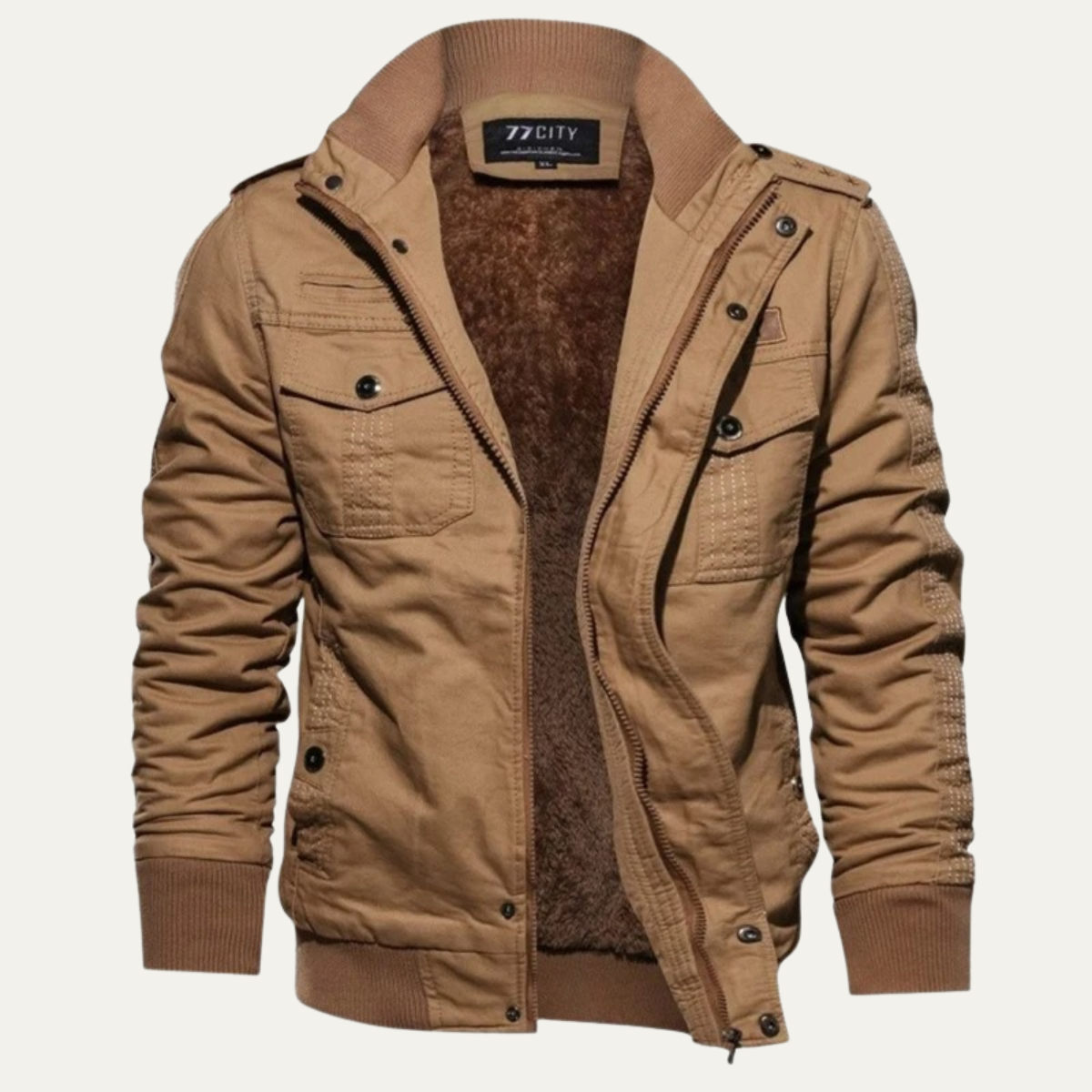 The Foxgate - Blouson aviateur coupe-vent doublé en peluche épaisse pour homme