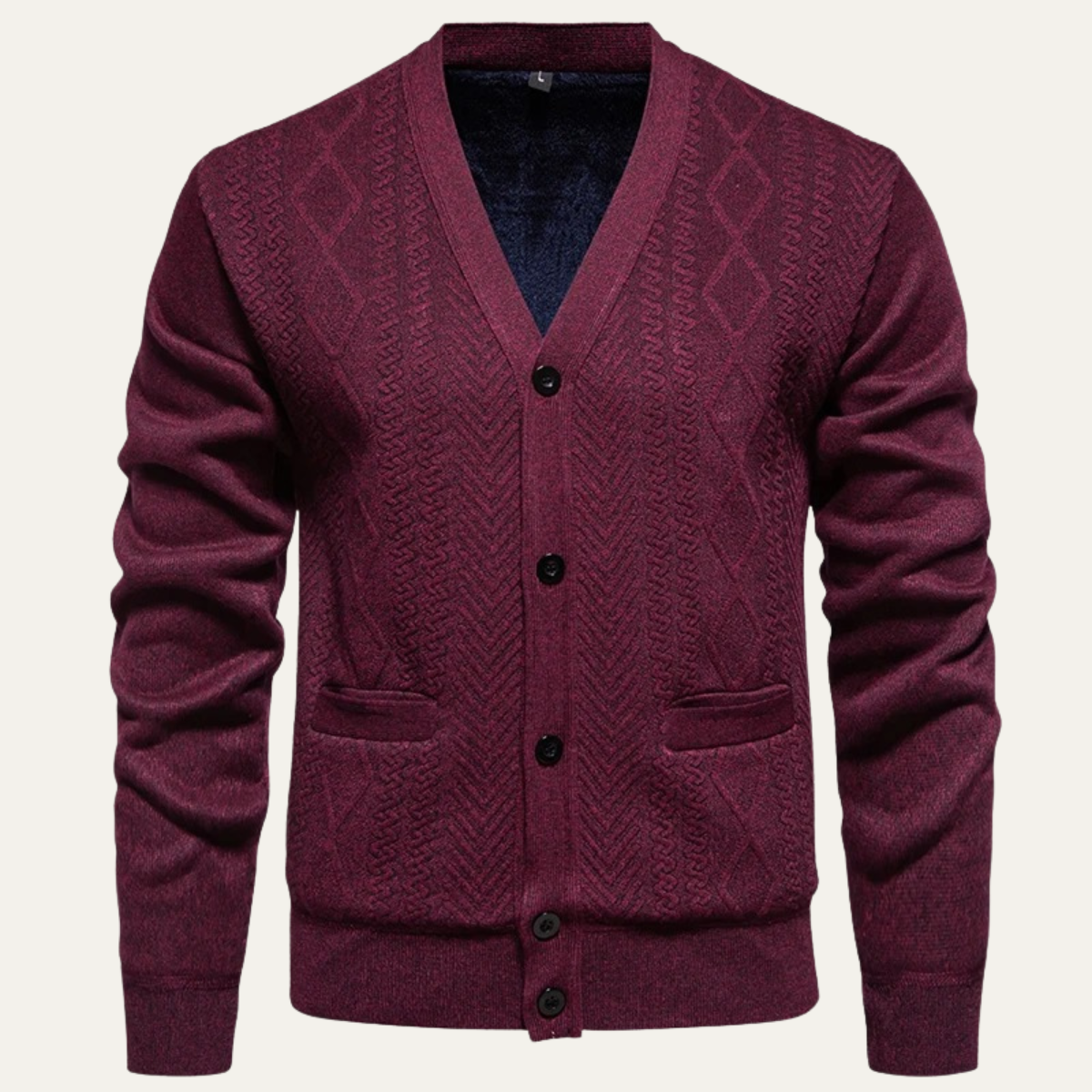 The Llangollen – Cardigan Boutonné à Motifs Homme