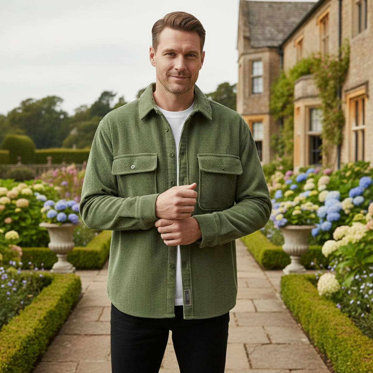 The Varenna Veste décontractée pour homme en velours côtelé avec doublure en polaire
