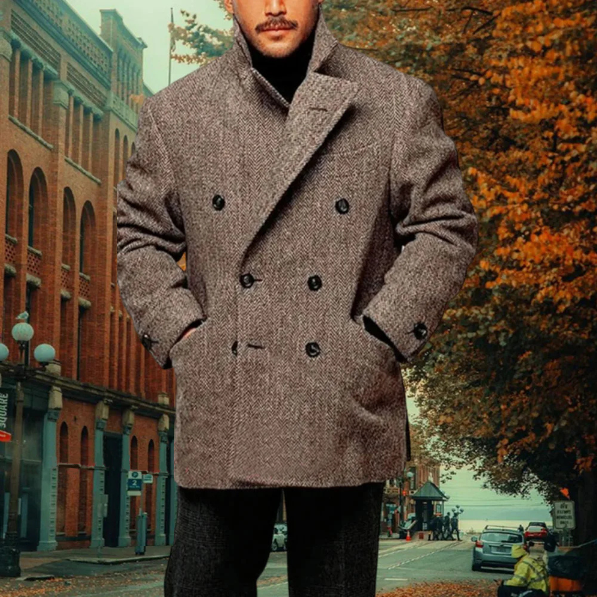 The Ashton - Blazer d'hiver vintage à double boutonnage en laine mélangée pour homme