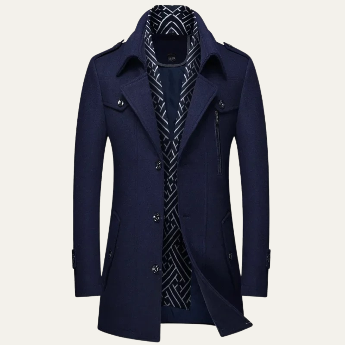 The Siena - Manteau long pour homme en laine mélangée avec col à revers