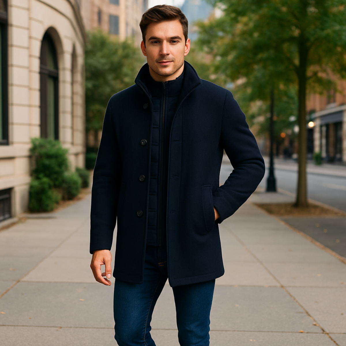 The Vienna Manteau en laine – Manteau d'hiver classique pour homme