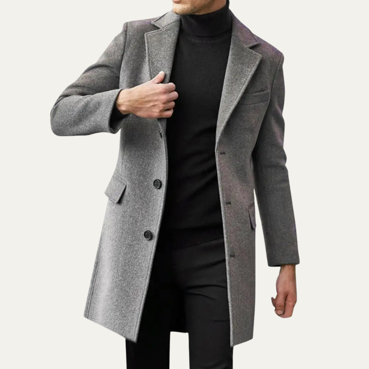 The Ravenswood - Manteau long en laine mélangée à simple boutonnage pour homme