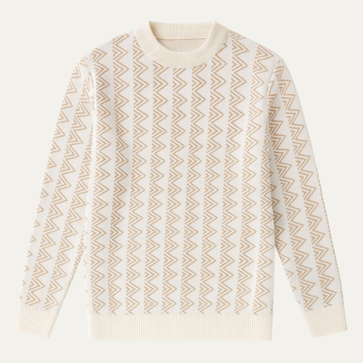 The Elmcrest - Pull à col rond tricoté pour homme avec motif géométrique chaleureux