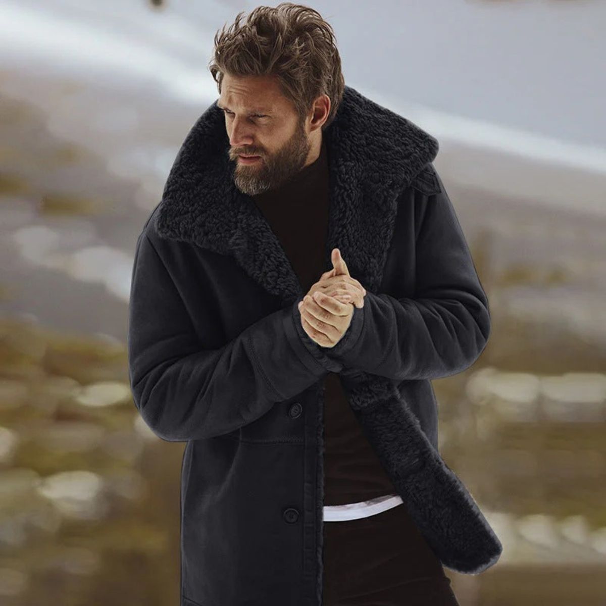 The Aspen - Manteau en peau lainée pour homme – Manteau d'hiver classique