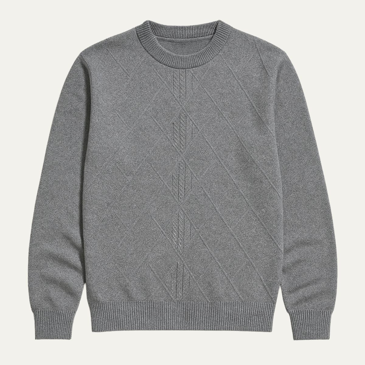 The North Ridge - Pull Tricoté à Col Rond en Motif Diamant Chaud pour Hommes