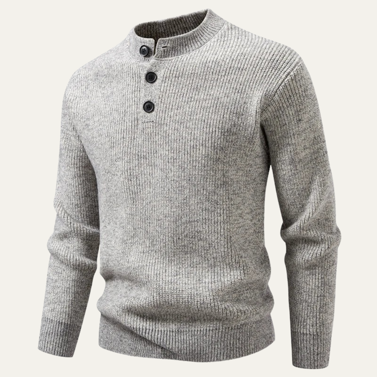 The Asciano - Pull chaud en tricot Henley pour homme