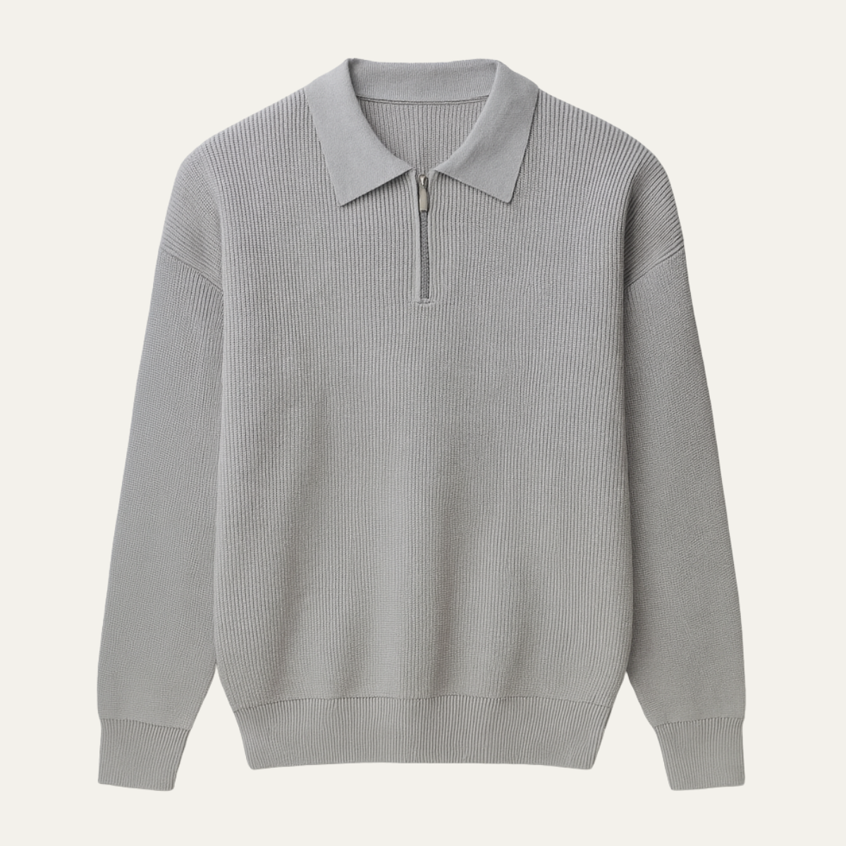 The Zurich - Pull en coton de luxe pour homme avec col zippé aux trois quarts