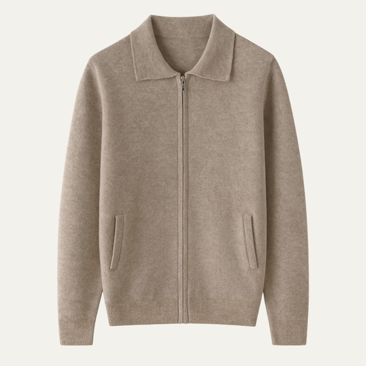 The Roma - Cardigan zippé en laine tricotée de luxe pour homme