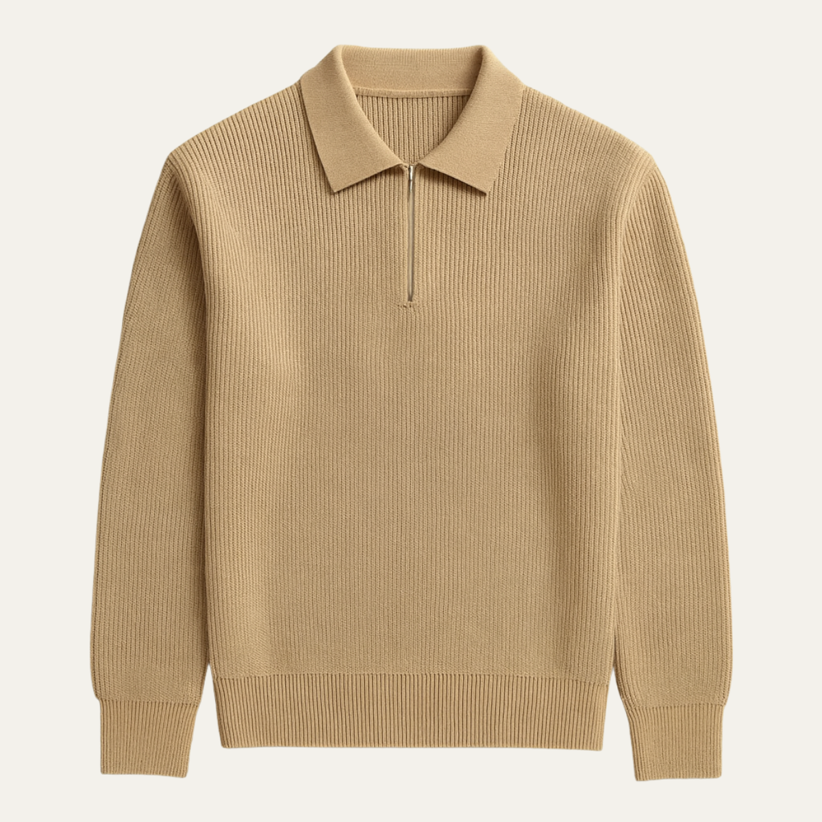 The Zurich - Pull en coton de luxe pour homme avec col zippé aux trois quarts