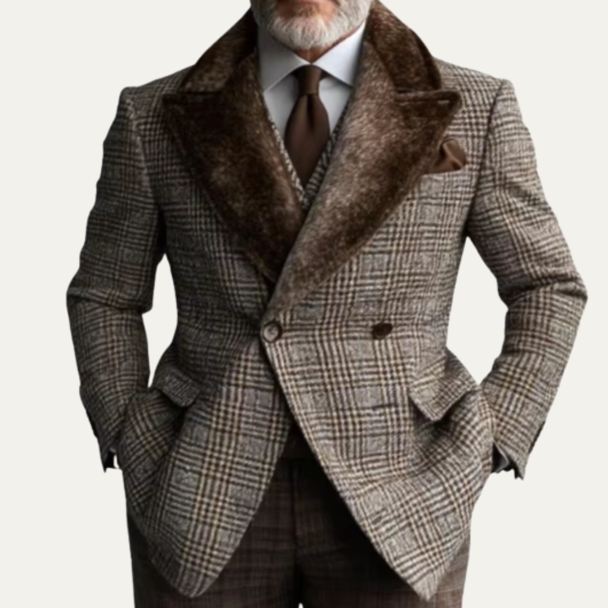 The Messina - Costume Blazer Double Boutonnage Houndstooth d'Hiver pour Hommes