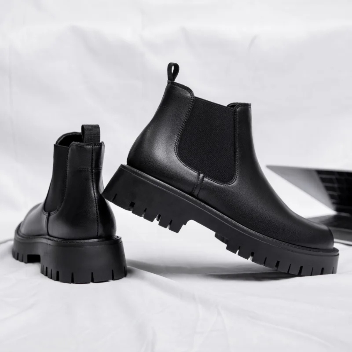 The Cagliari - Bottines Chelsea en Cuir à Plateforme de Style Britannique pour Hommes