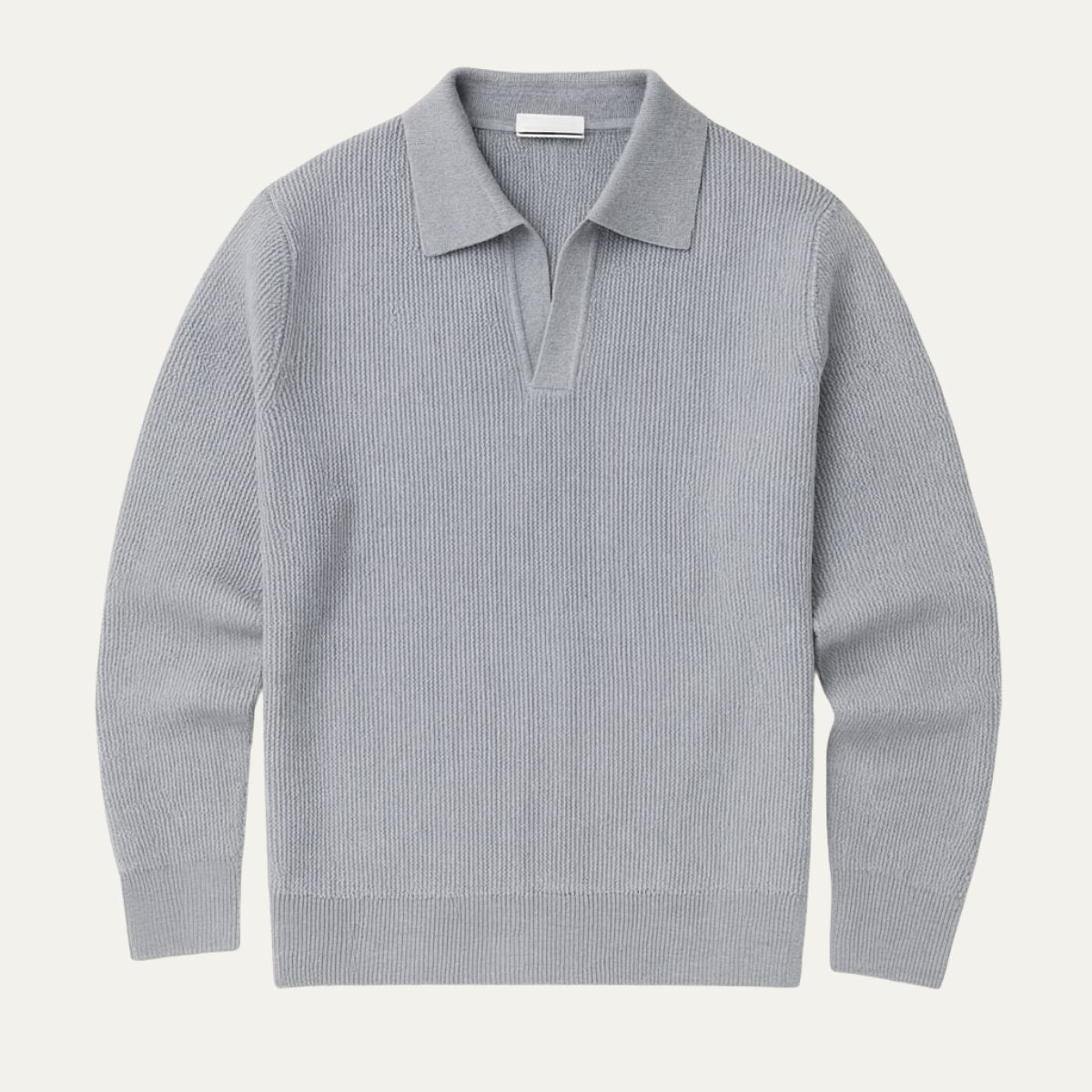 The Portofino - Polo à manches longues en tricot pour homme - Col ouvert
