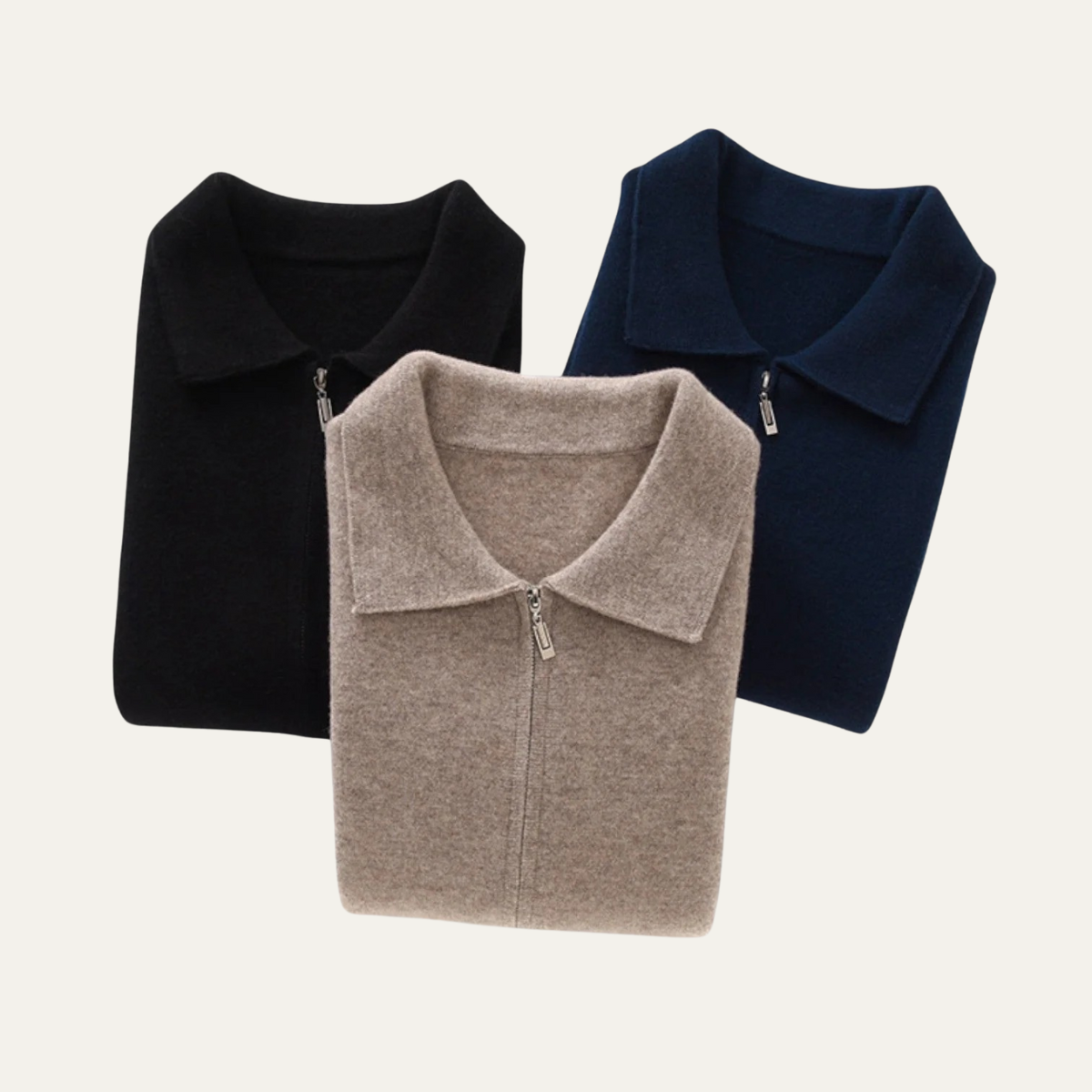 The Roma - Cardigan zippé en laine tricotée de luxe pour homme