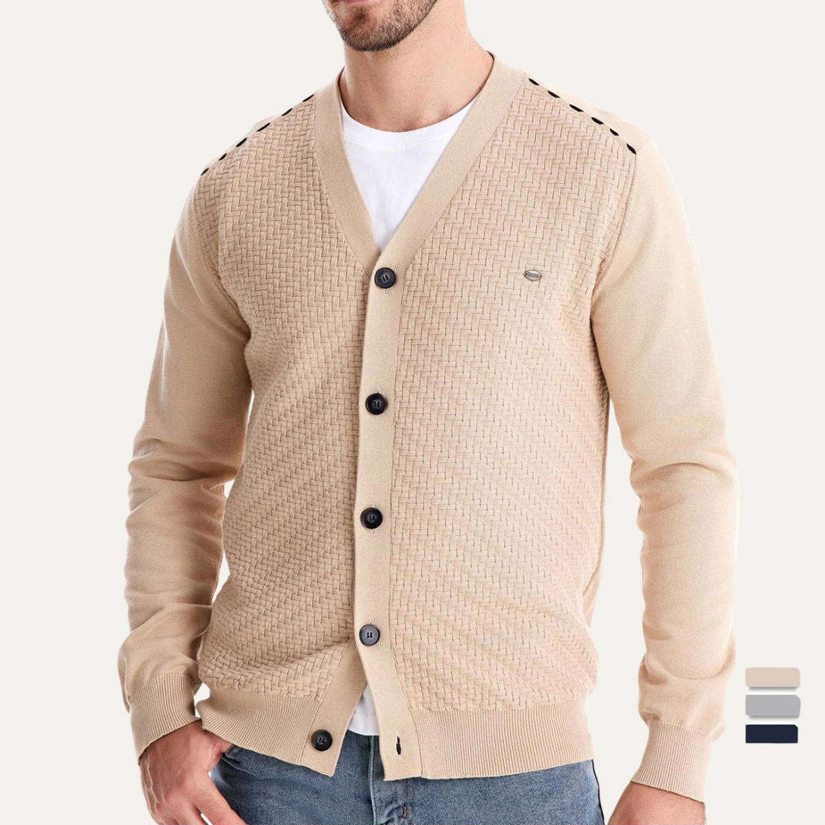 The Stirling Cardigan - à Boutons Léger Slim Fit pour Hommes