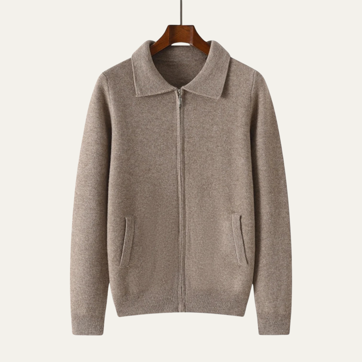The Roma - Cardigan zippé en laine tricotée de luxe pour homme
