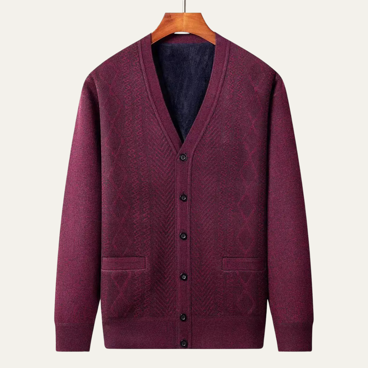 The Trafalgar – Cardigan Col V en Maille Jacquard pour Homme
