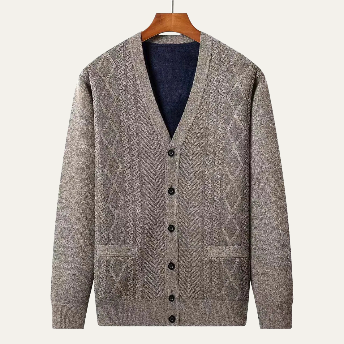 The Trafalgar – Cardigan Col V en Maille Jacquard pour Homme