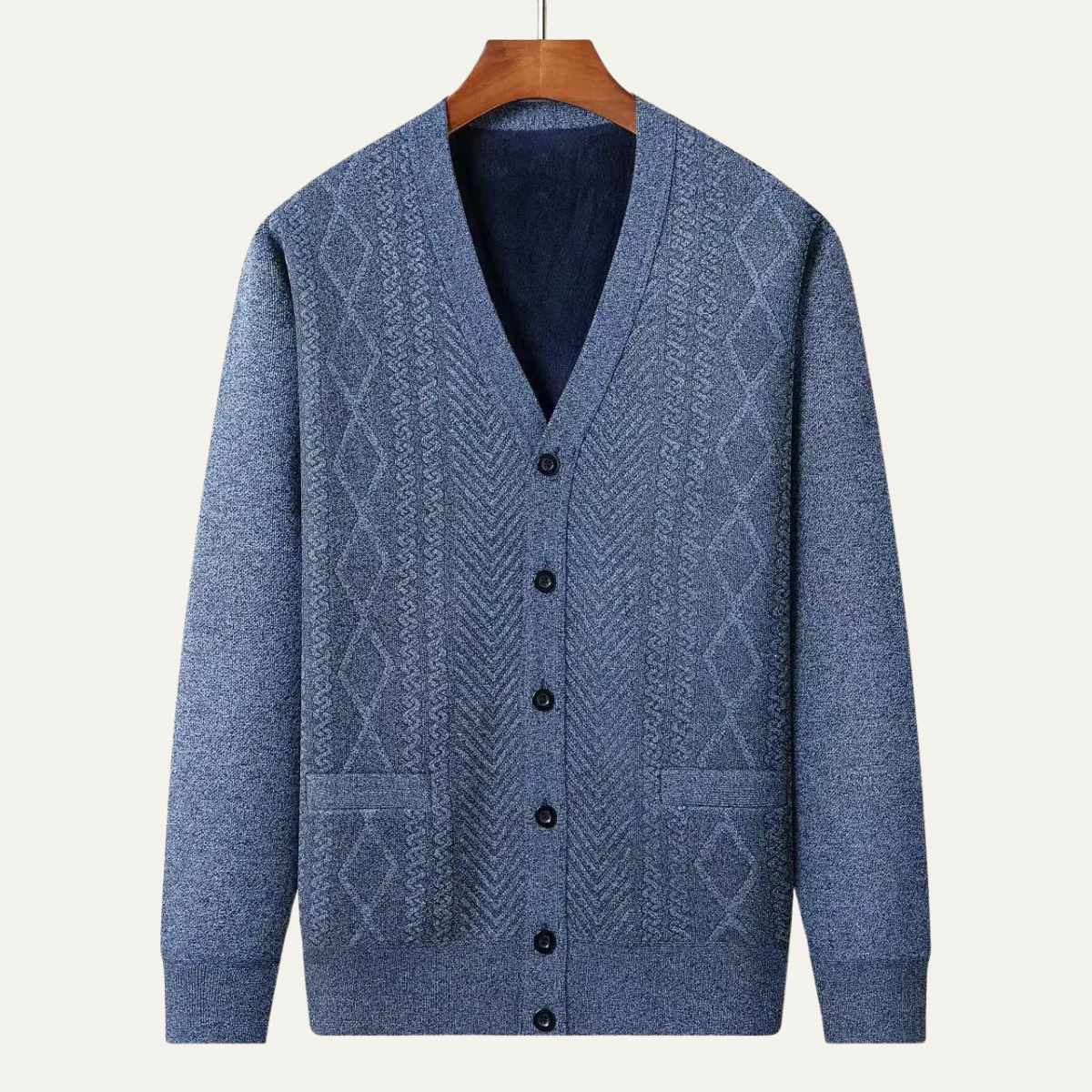 The Trafalgar – Cardigan Col V en Maille Jacquard pour Homme