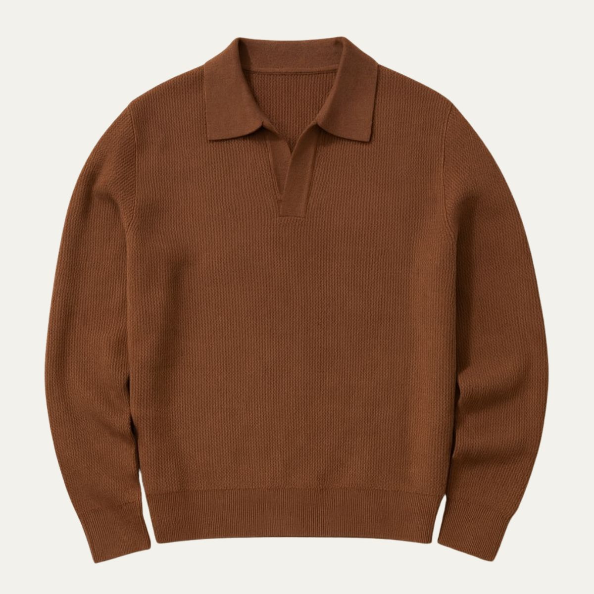 The Portofino - Polo à manches longues en tricot pour homme - Col ouvert