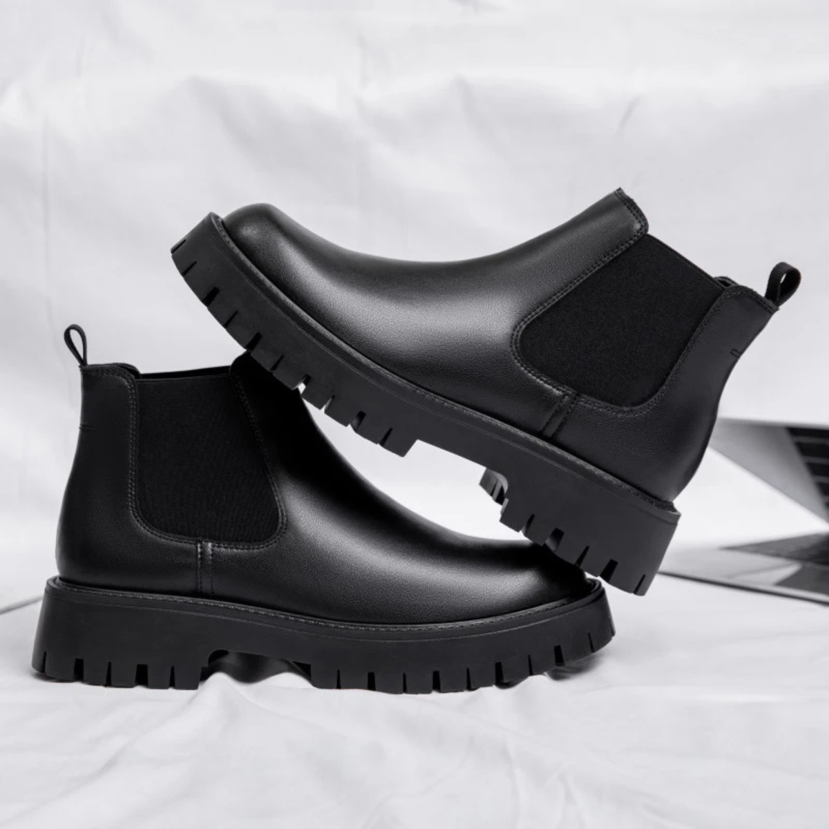 The Cagliari - Bottines Chelsea en Cuir à Plateforme de Style Britannique pour Hommes