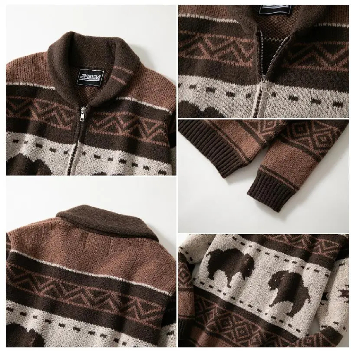 The St Andrews - Cardigan d'Hiver Rétro à Motif Buffalo pour Hommes